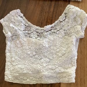 Hollister XS Lace Crop Top with Bow Detail